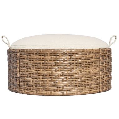 Beautiful Wicker Outdoor Reversible-Top Outdoor Ottoman and Coffee Table With Cover by Drew Barrymore, Brown/porcini