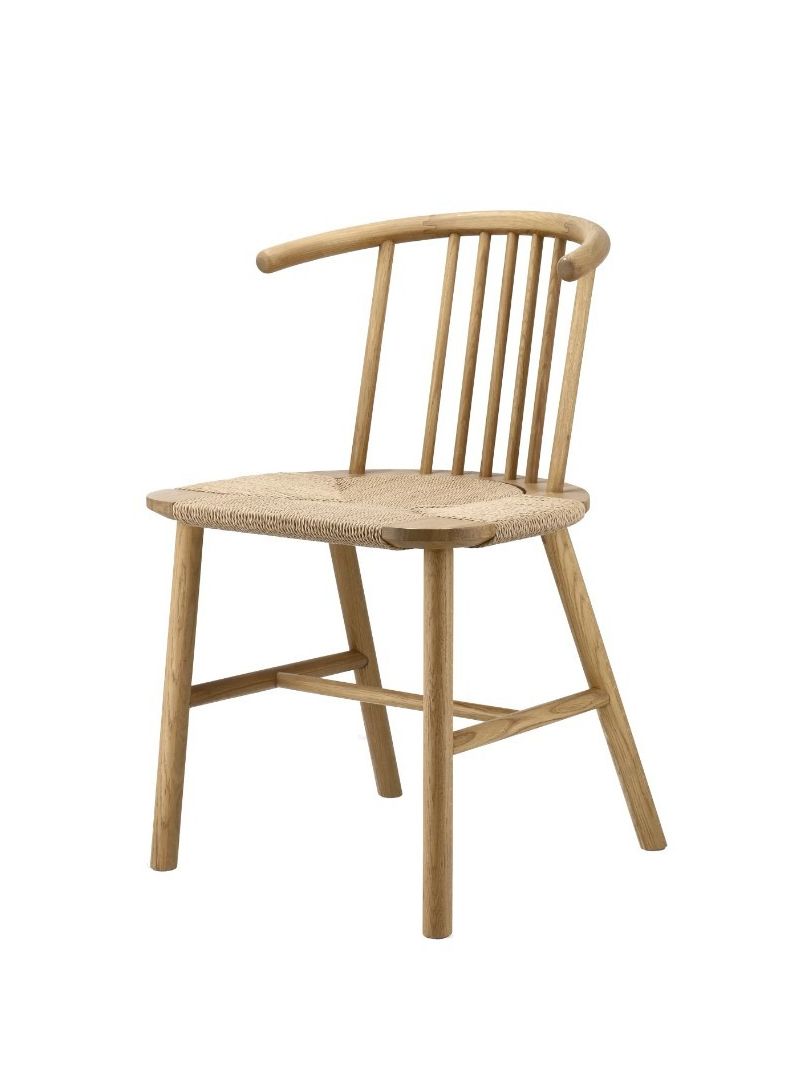 Vior Dining Chair Wicker Seat, Lacquered Oak