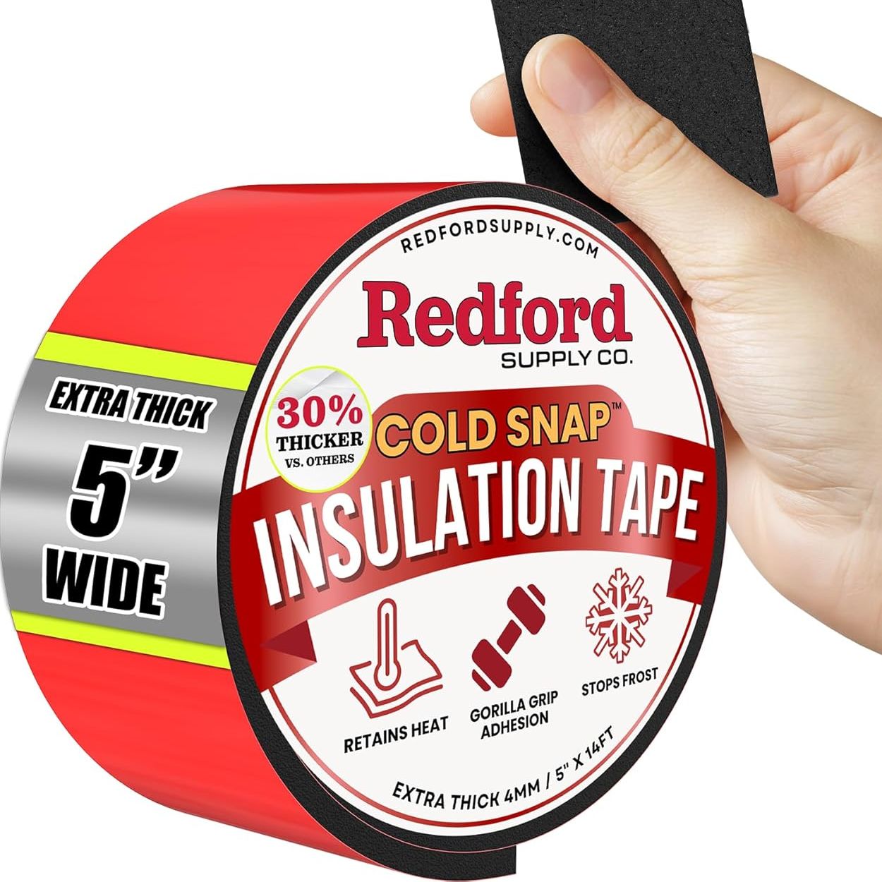 Redford Supply Co. 2 Inch X 14 Ft Pipe Insulation, Outdoor Pipe Insulation Wrap for Winter Freeze Protection, Water Line Freeze Protection Foam, Insulated Wrap for Copper Pipes, Pvc, Ac Line