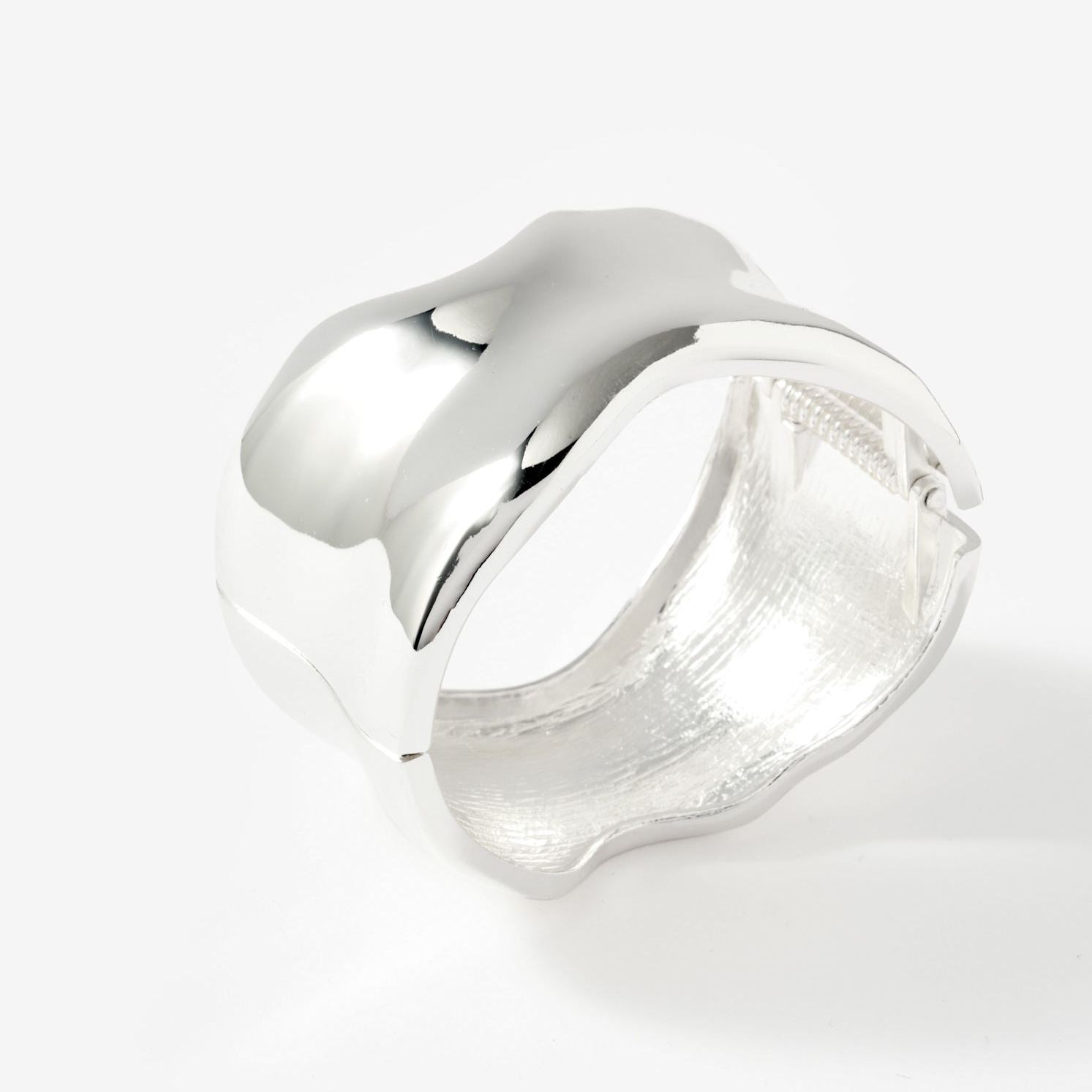 Silver Tone Clean Wave Bangle