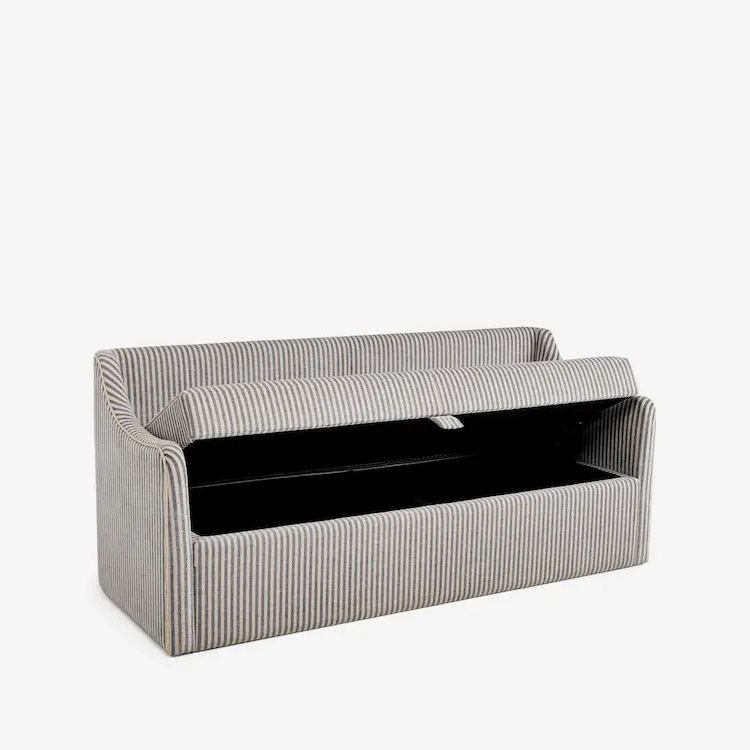 Next, Chenille Stripe Slate Blue Aldridge Storage Dining Bench