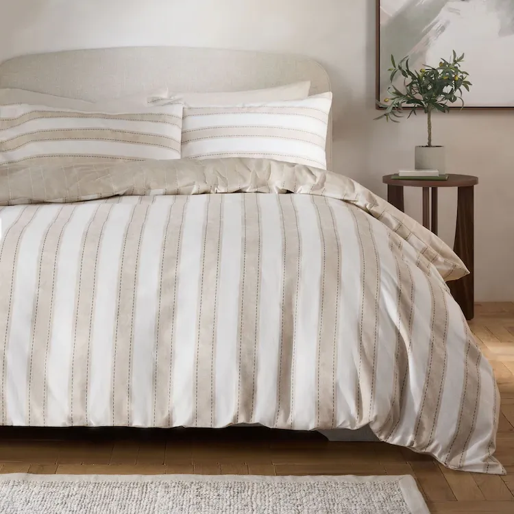 Next, Natural Stripe Brushed Cotton Reversible Duvet Cover and Pillowcase