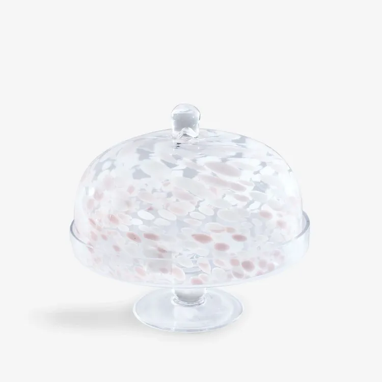 Pink Confetti Cloche Cake Glass Stand