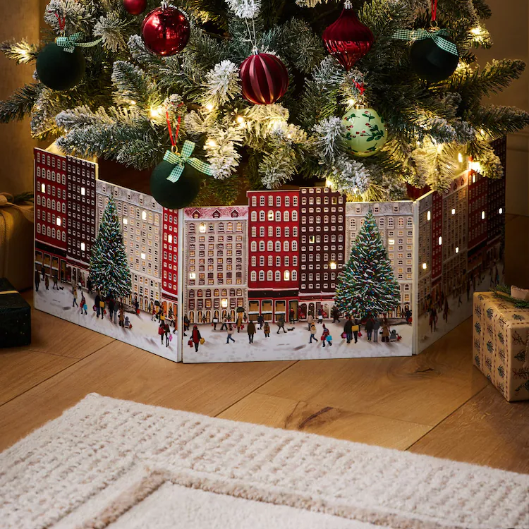 Next, Red Festive Light Up Wooden Tree Skirt