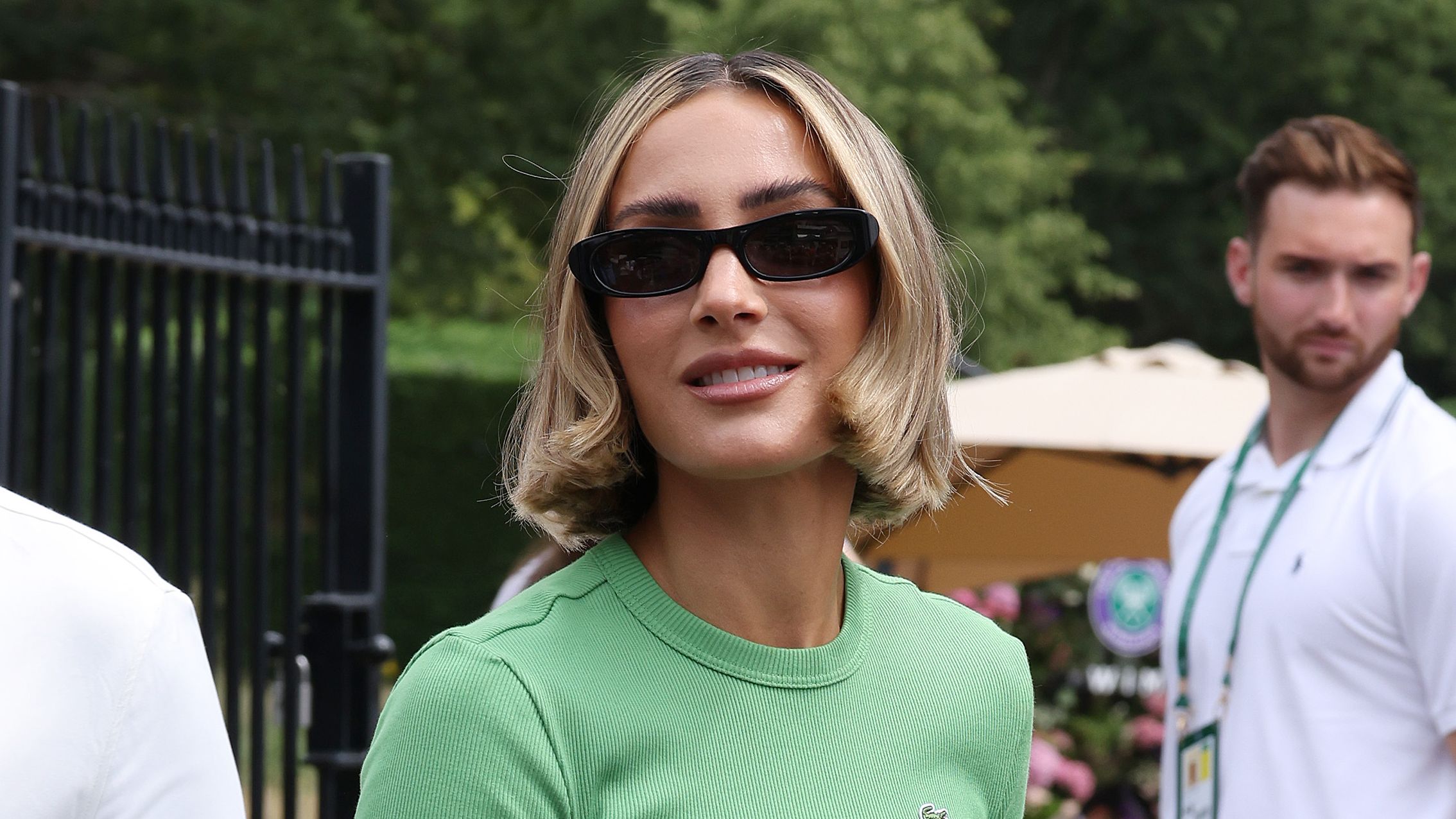 LONDON, ENGLAND - JULY 01: Frankie Bridge attends day three of the 2026 Wimbledon Tennis Championships at All England Lawn Tennis and Croquet Club on July 01, 2026 in London, England. (Photo by Neil Mockford/GC Images)
