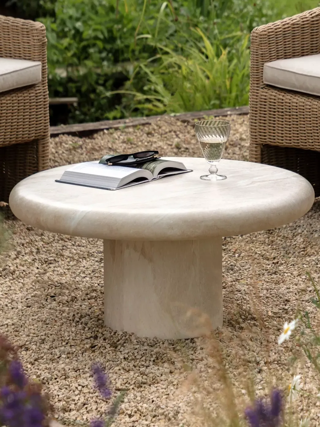 John Lewis, Travertine Marble Effect Round Garden Coffee Table