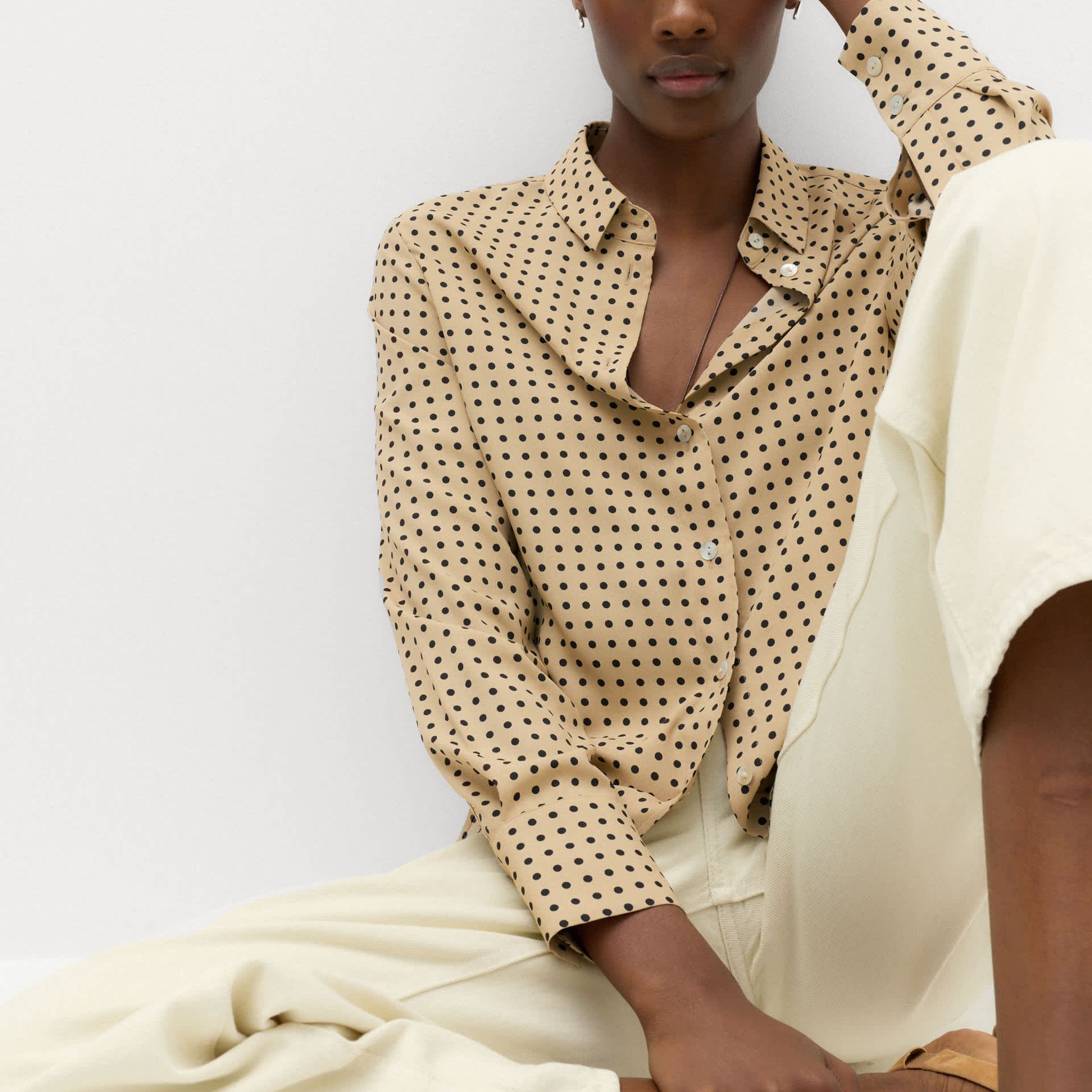 Polka Dot Collared Button Through Shirt