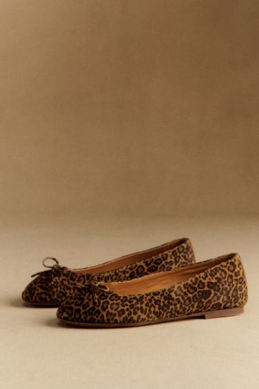 Agathe Low Ballerinas - Leopard - Bovine Leather - S&amp;eacute;zane