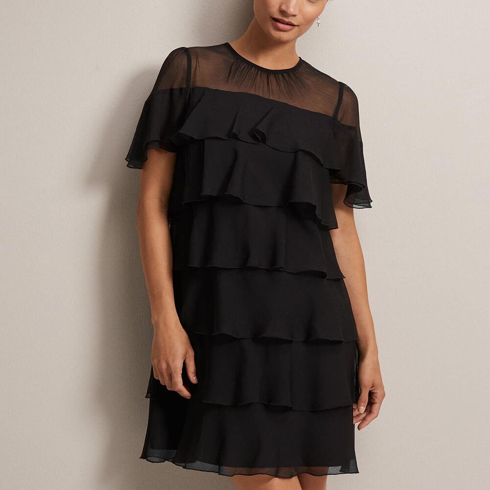 Nika Black Tiered Shift Dress