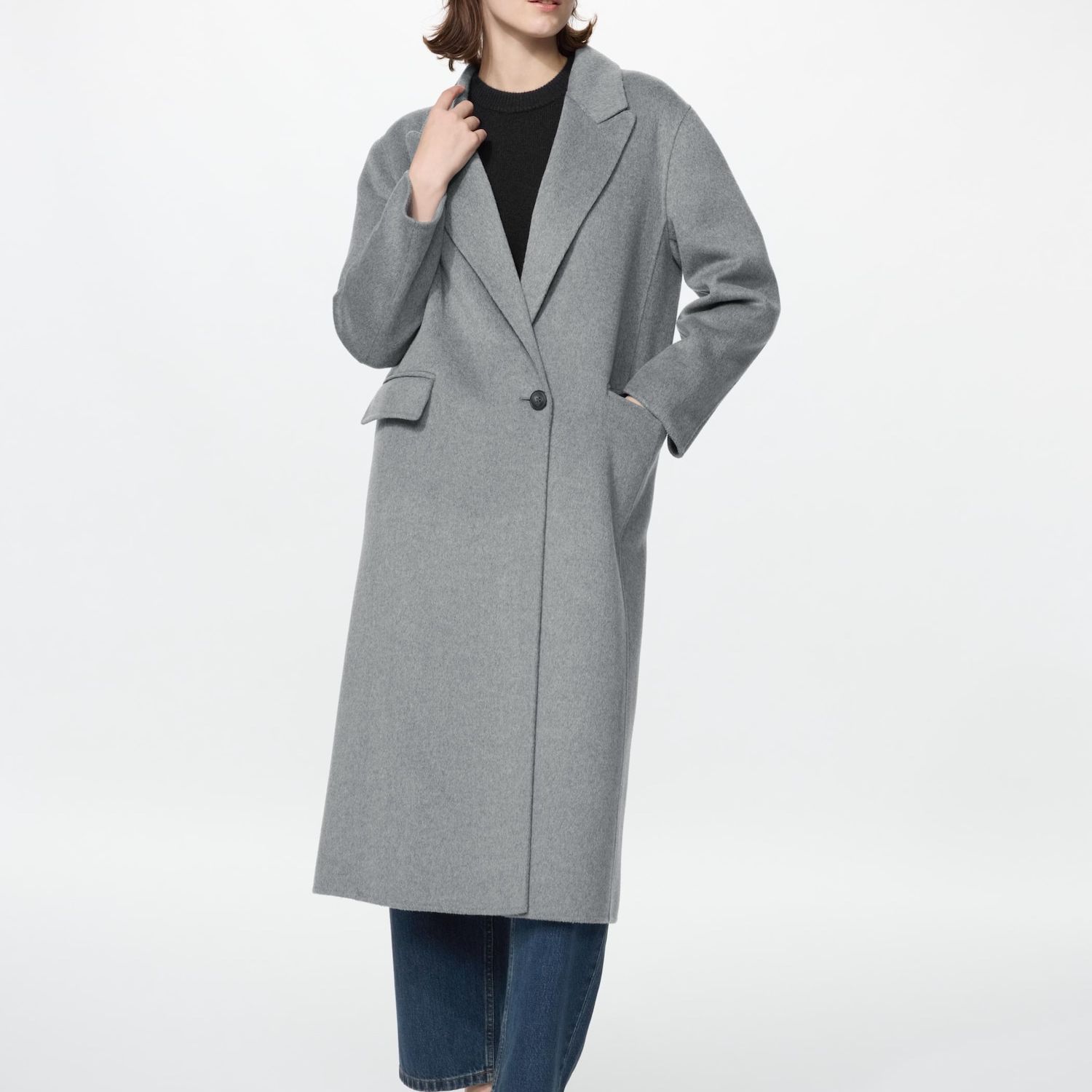Double-Faced Wool Blend Long Coat
