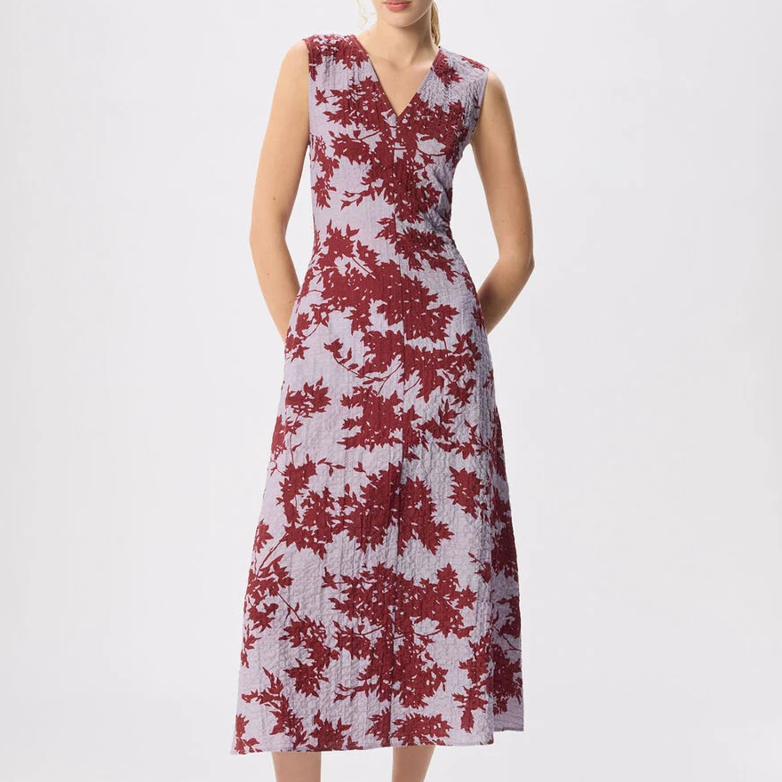 Whistles, red and purple floral midi dress