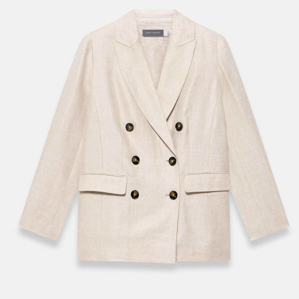Mint Velvet Linen Double-Breasted Blazer