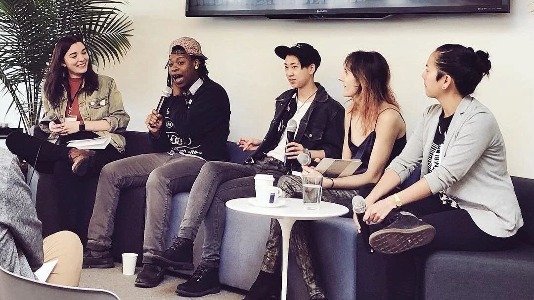 A photo of five people, including Savannah Badalich, speaking on 'The Gay Agenda' podcast.