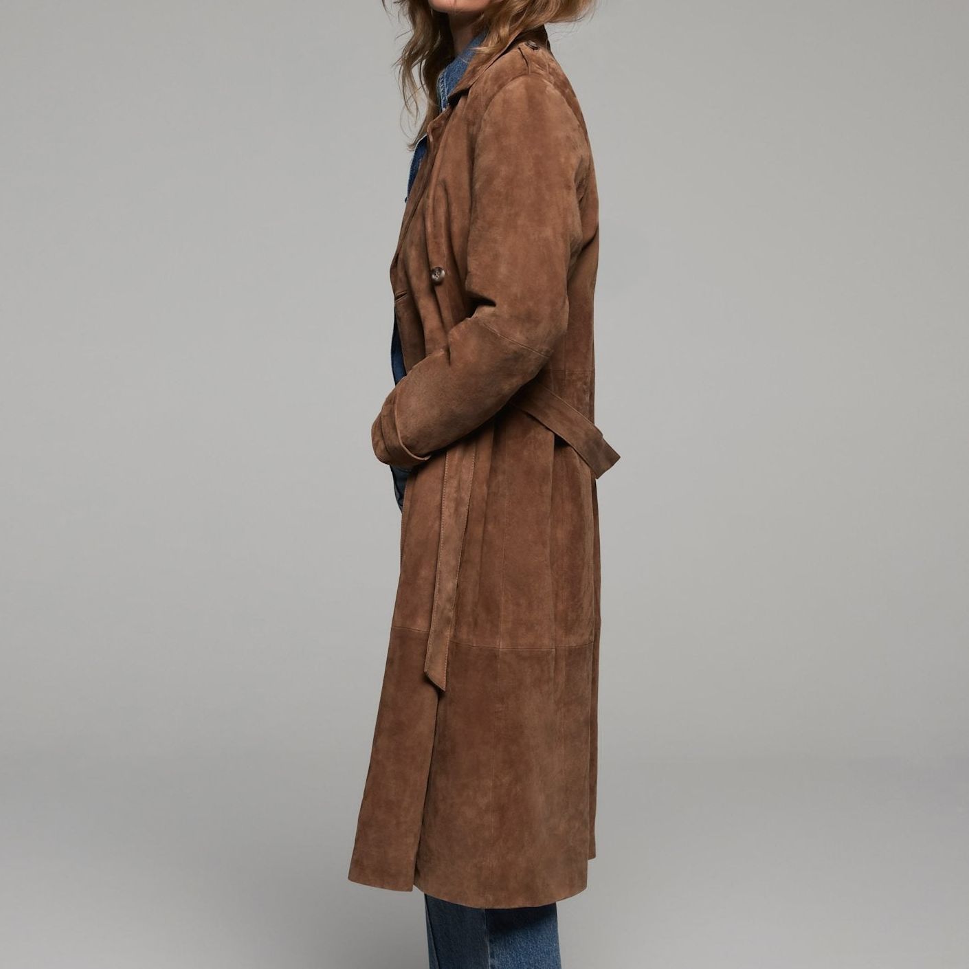Tan Suede Trench Coat