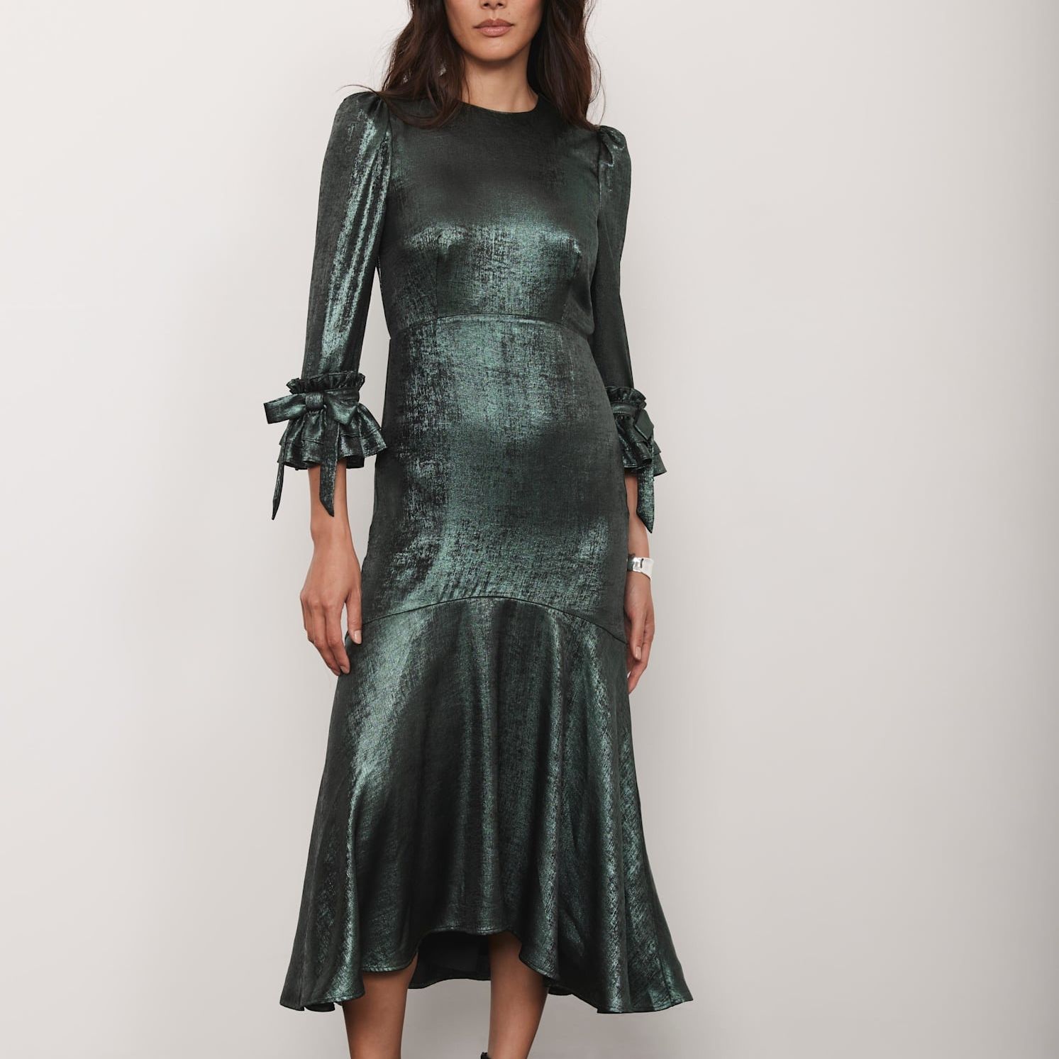 Green Metallic Midi Dress