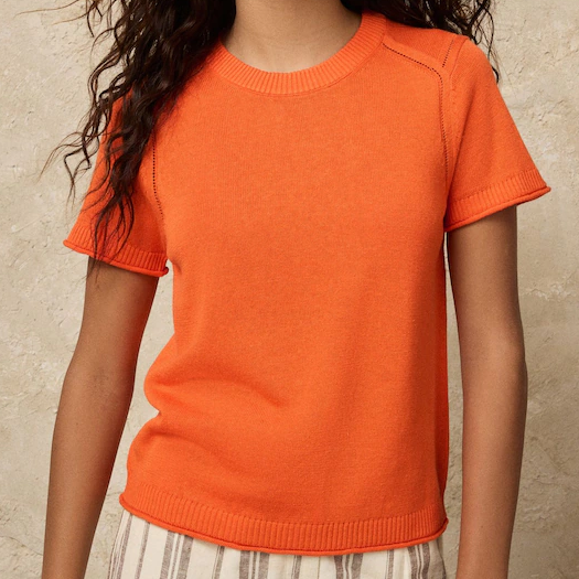 Next, orange knit top