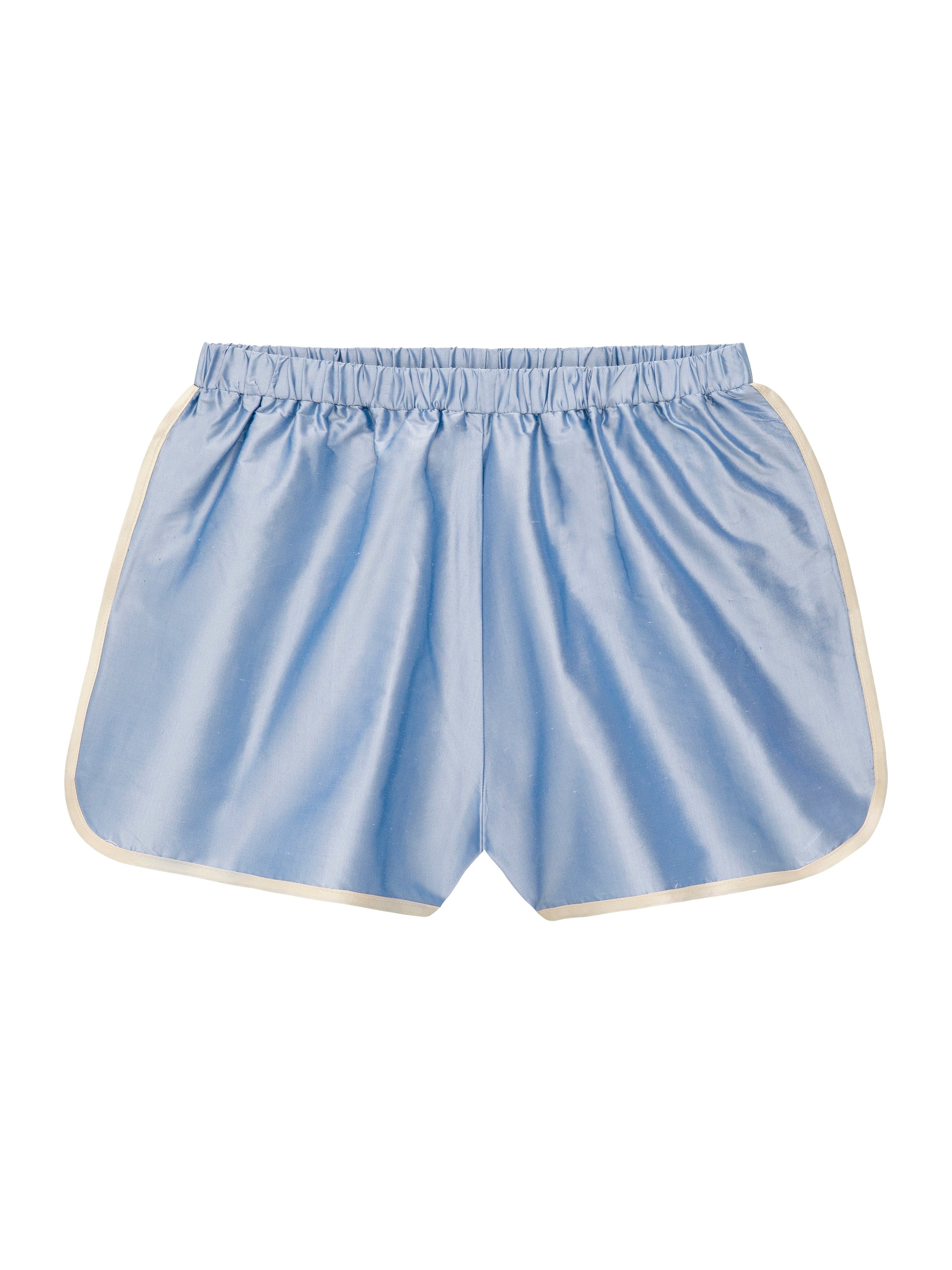 DONNI., The Silk Taffeta Racer Stripe Short - Cloud / Cloud / Xxs