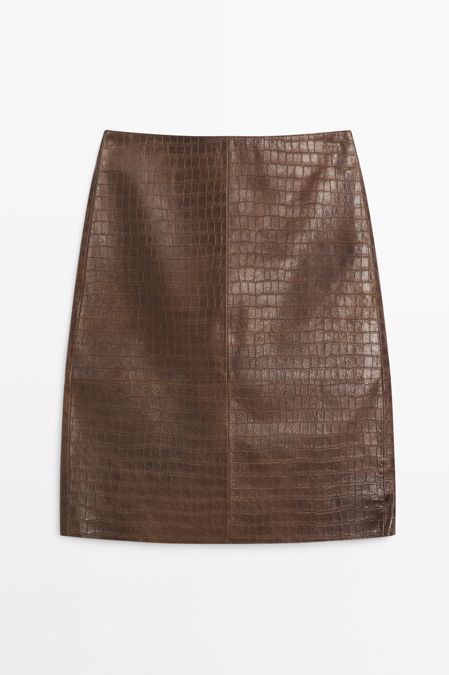 Short Leather Mock Croc Skirt