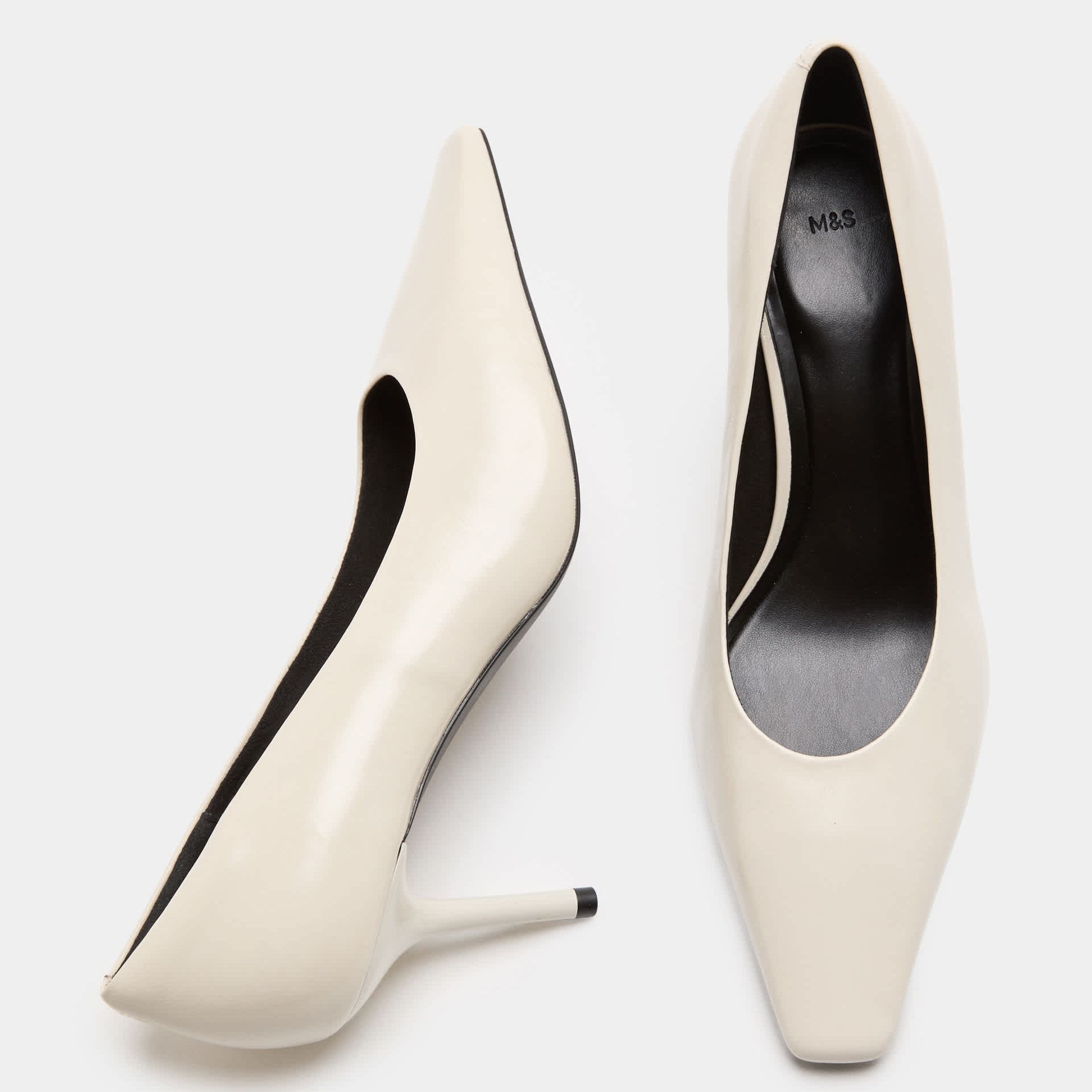 Leather Stiletto Heel Chisel Toe Court Shoes