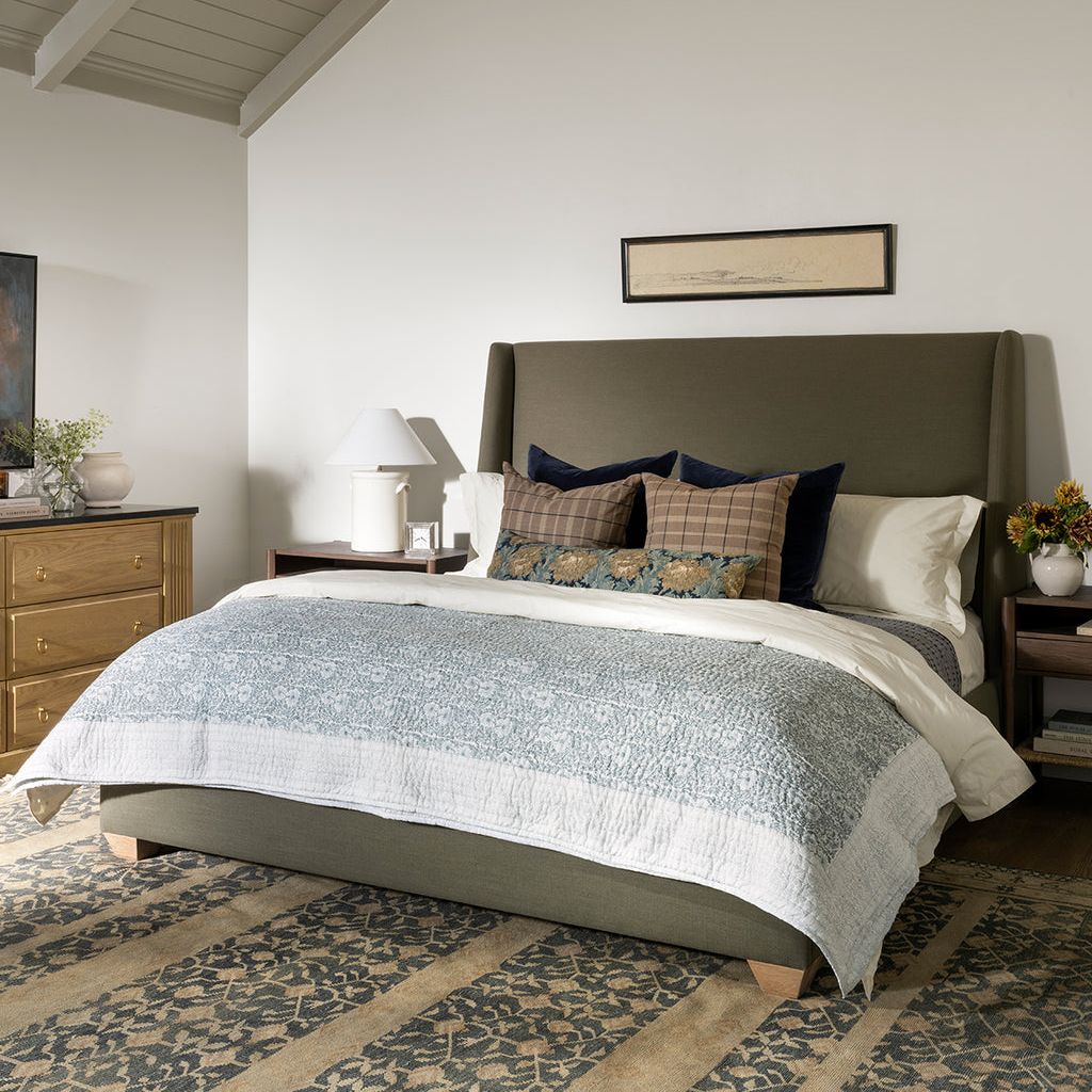 Blue Floral Block Print Quilt