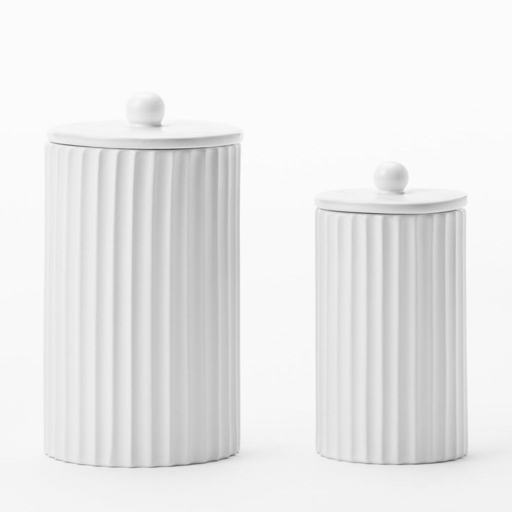 Fluted Lidded Bathroom Canister