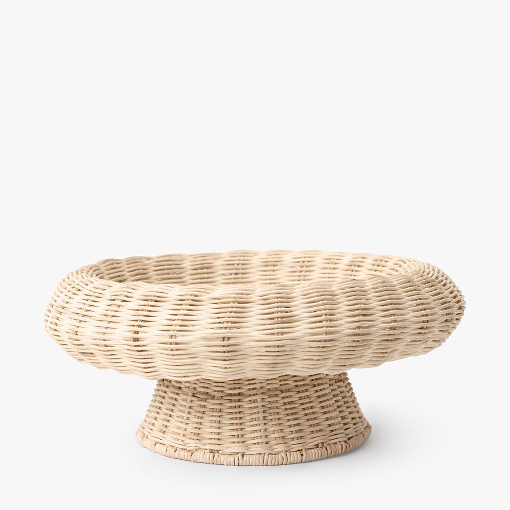 Hand-Woven Rattan Pedestal Bowl