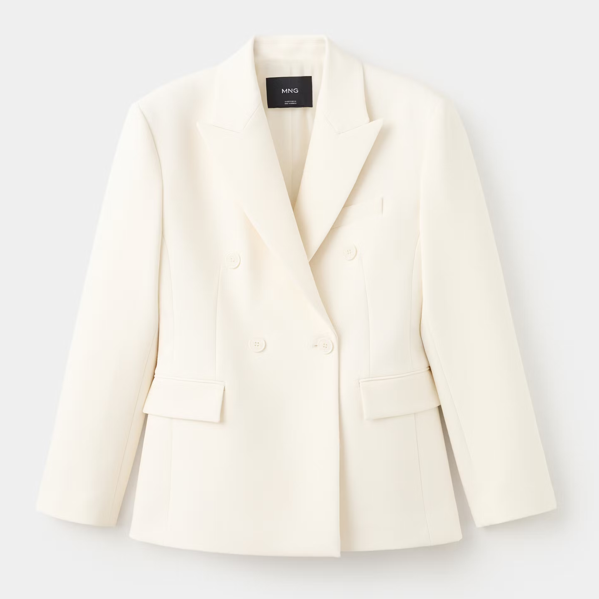 Mango, White Double-Breasted Blazer