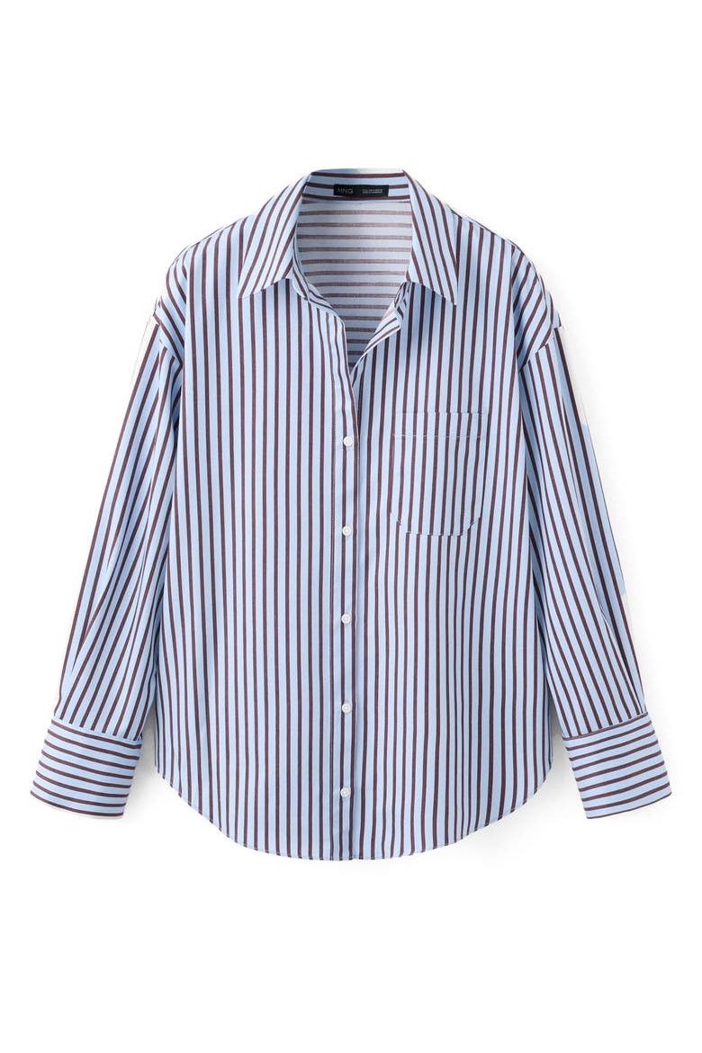 Stripe Cotton Blend Button-Up Shirt