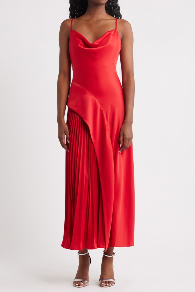 Raisa Pleat Detail Satin Slipdress
