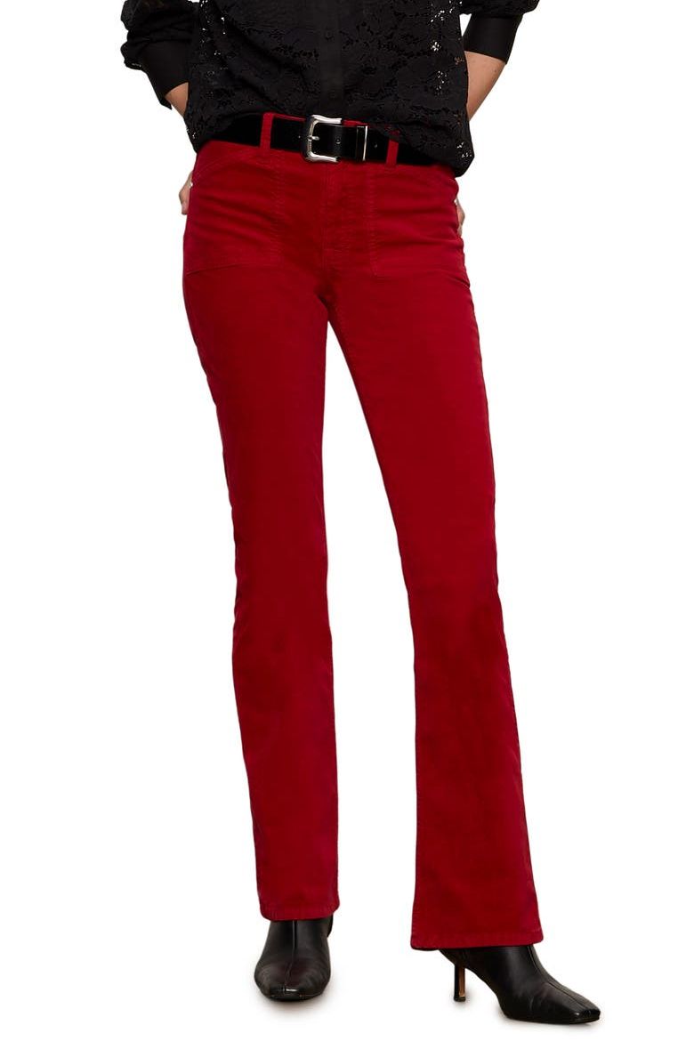 High Waist Bootcut Velveteen Pants
