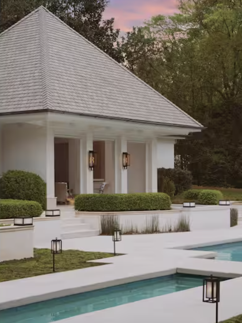 lights around a pool