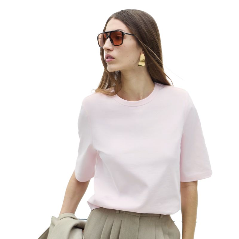 model wearing a shoulder pad top, M&amp;amp;S