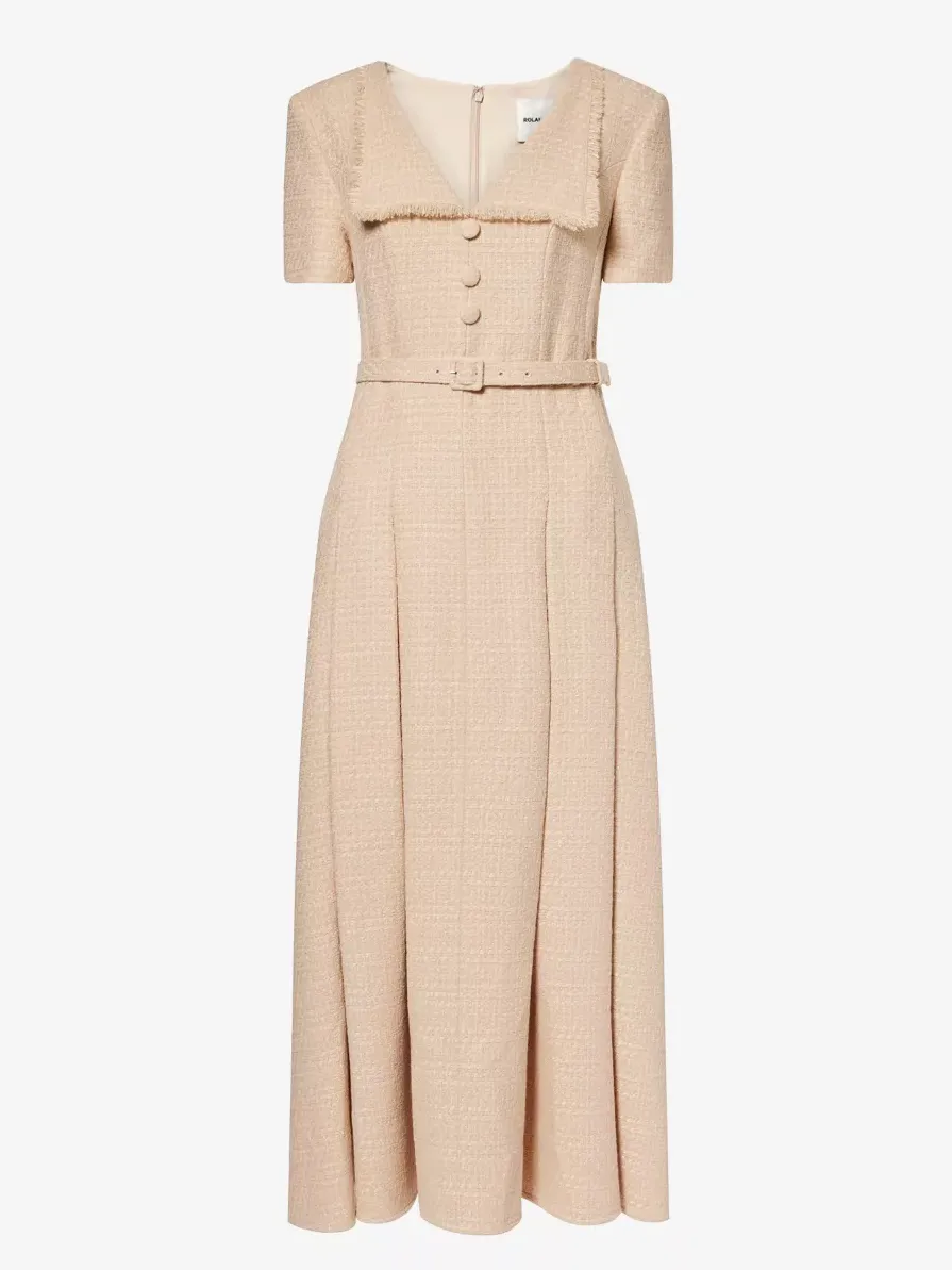 Collared Boucle-Knit Maxi Dress - 6