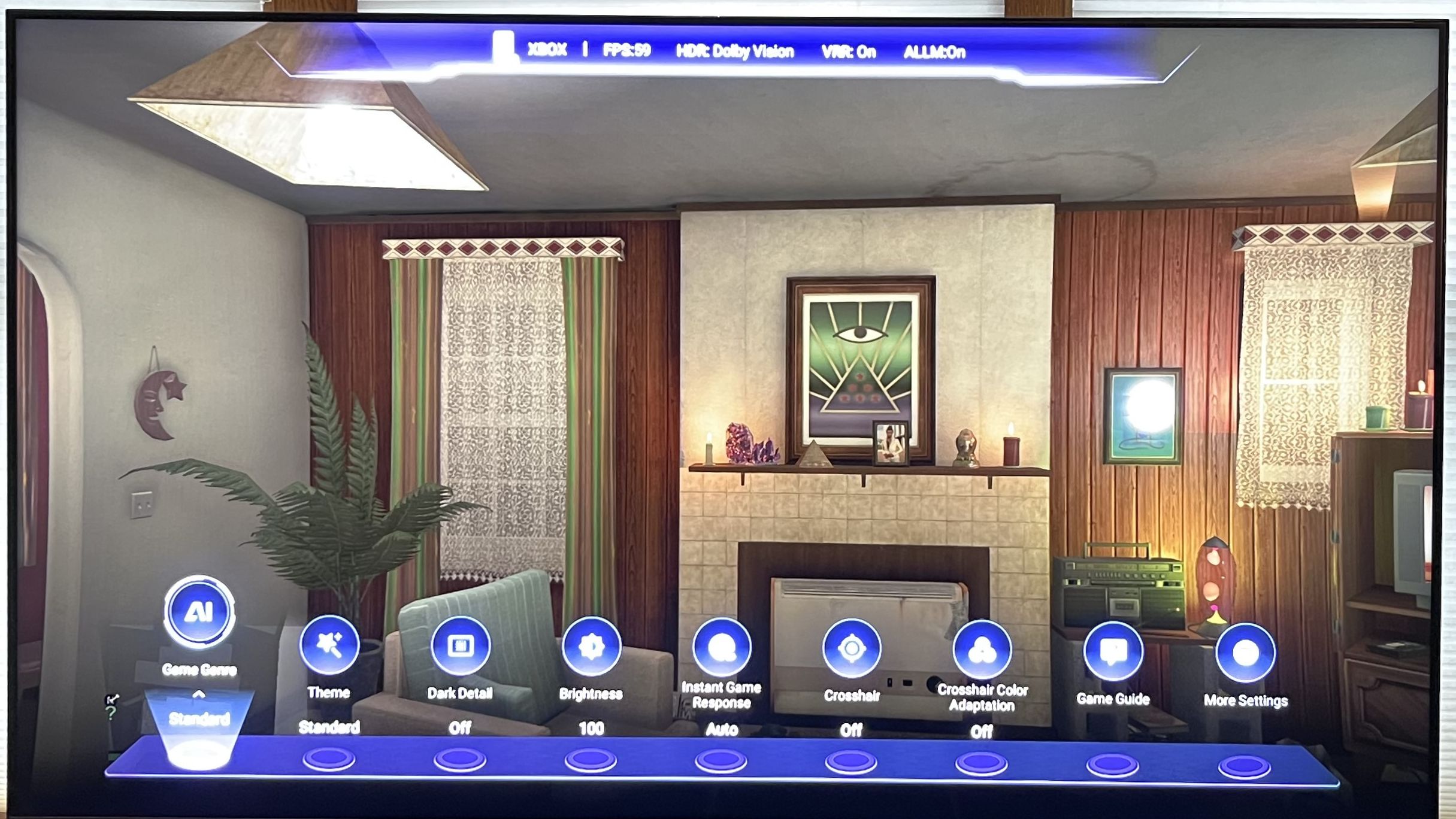 Hisense U8QG showing game image with game menu onscreen