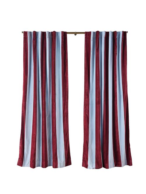 Trova Velvet Pieced Striped Curtain