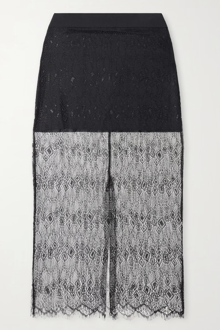 The Frankie Shop , Alrose Metallic Lace Midi Skirt