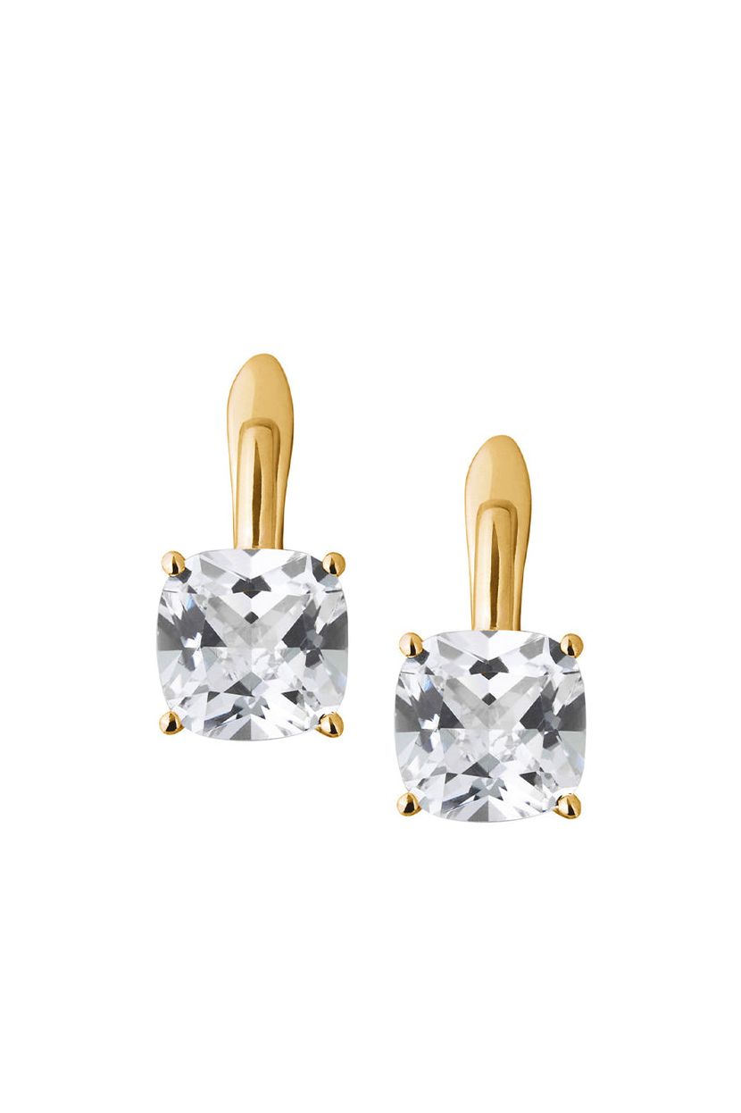 Porter Cushion-Cut Earrings in Lab White Sapphire, 18k Gold Vermeil