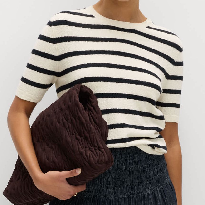 Cotton Rich Striped Boucl&amp;eacute; Knitted Top