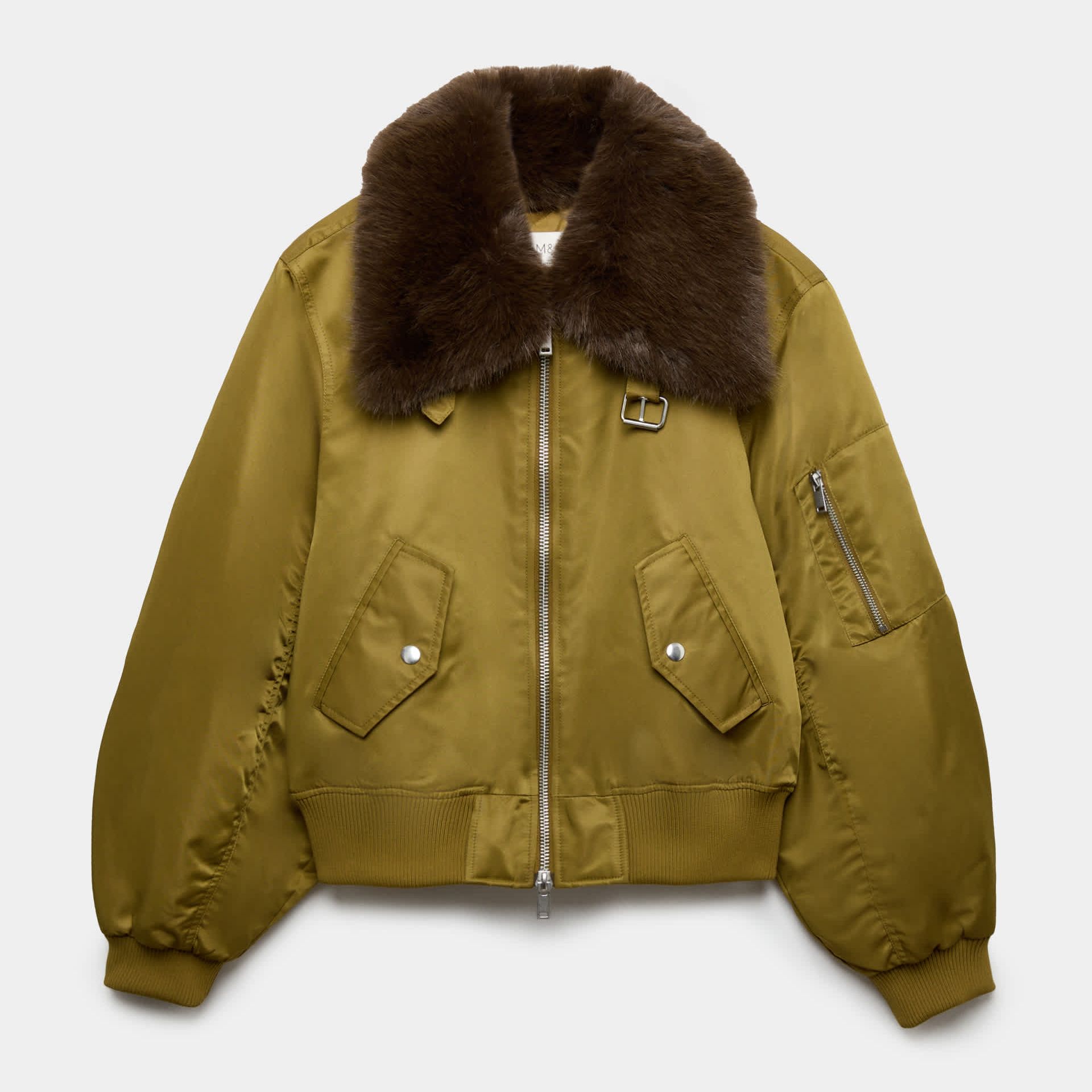 Faux Fur Trim Flight Bomber Jacket