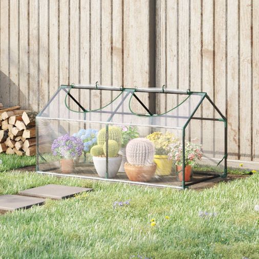 Outsunny 47&quot; X 24&quot; X 24&quot; Portable Mini Tunnel Greenhouse Garden Planting Outdoor Flower Warm House Box W/ 2 Windows Steel Frame Pe Cover, Green &amp;amp; Reviews | Wayfair