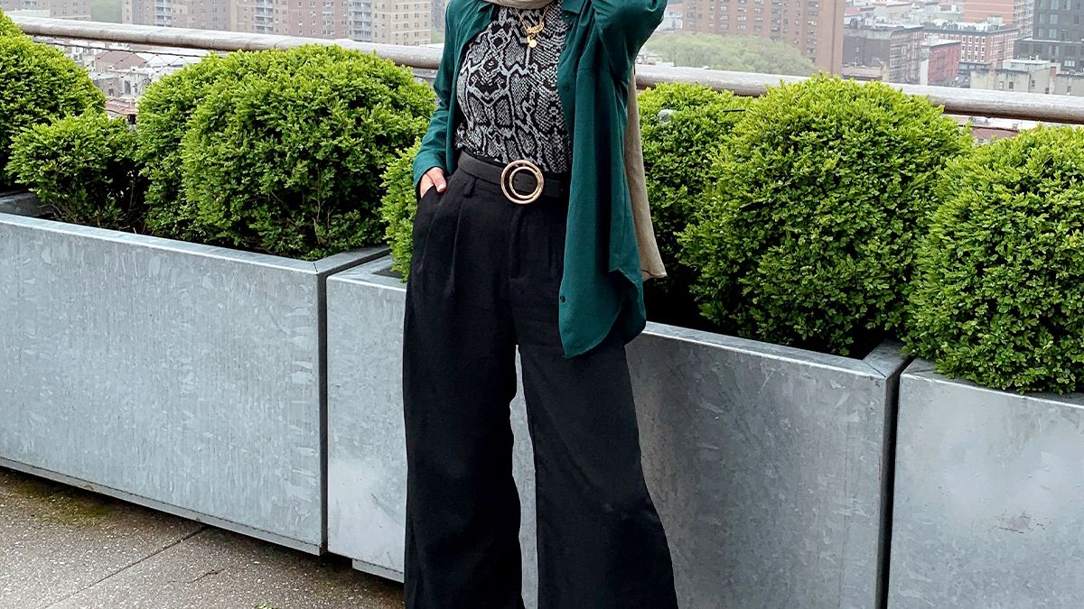 slim fit dress slacks Mahin Cafe Brown and Black Embroidered Chiffon Modest Long Maxi Dress | Modest Muslim Dresses