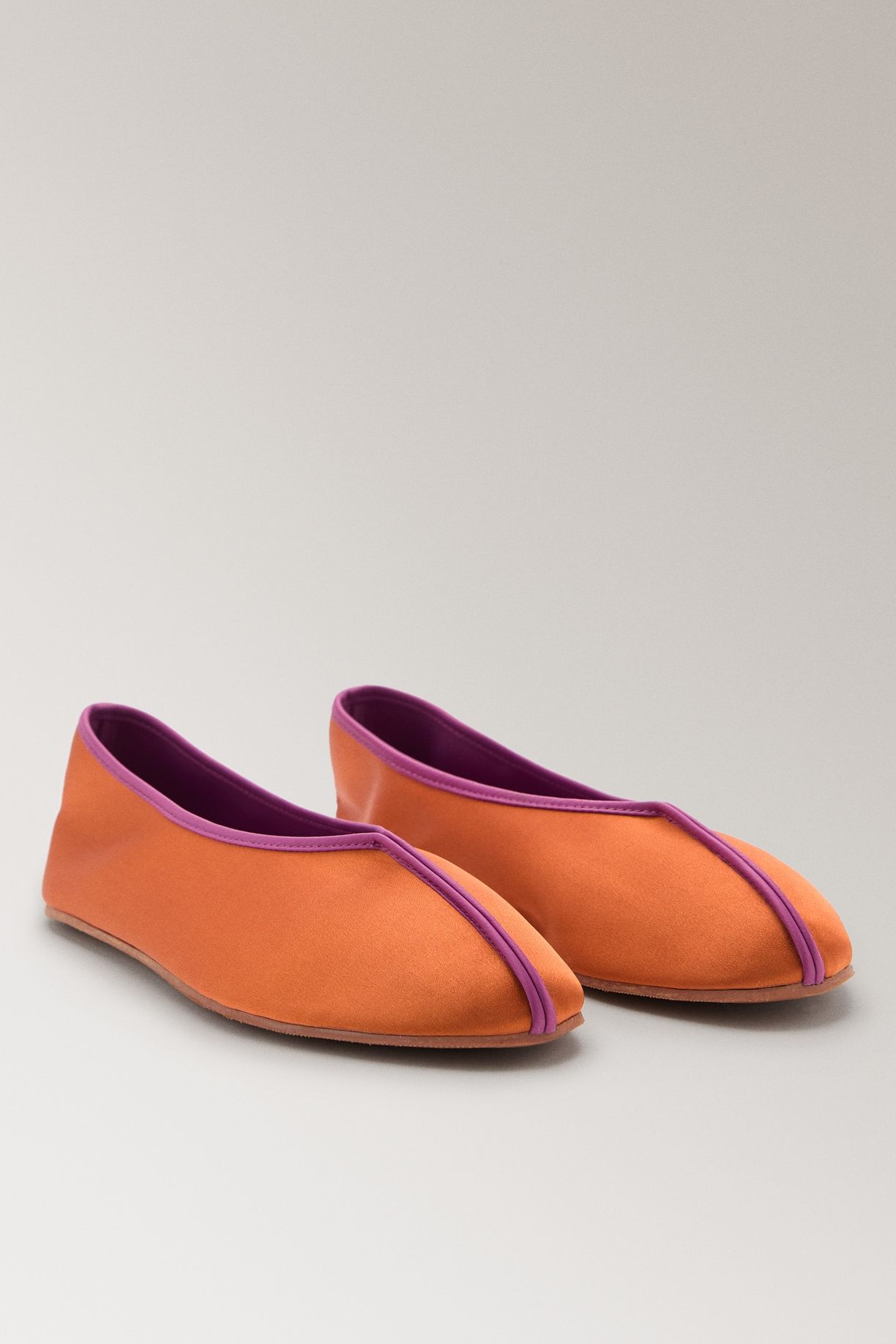 Satin Ballet Flats With Contrast Piping - Women | Mango Usa