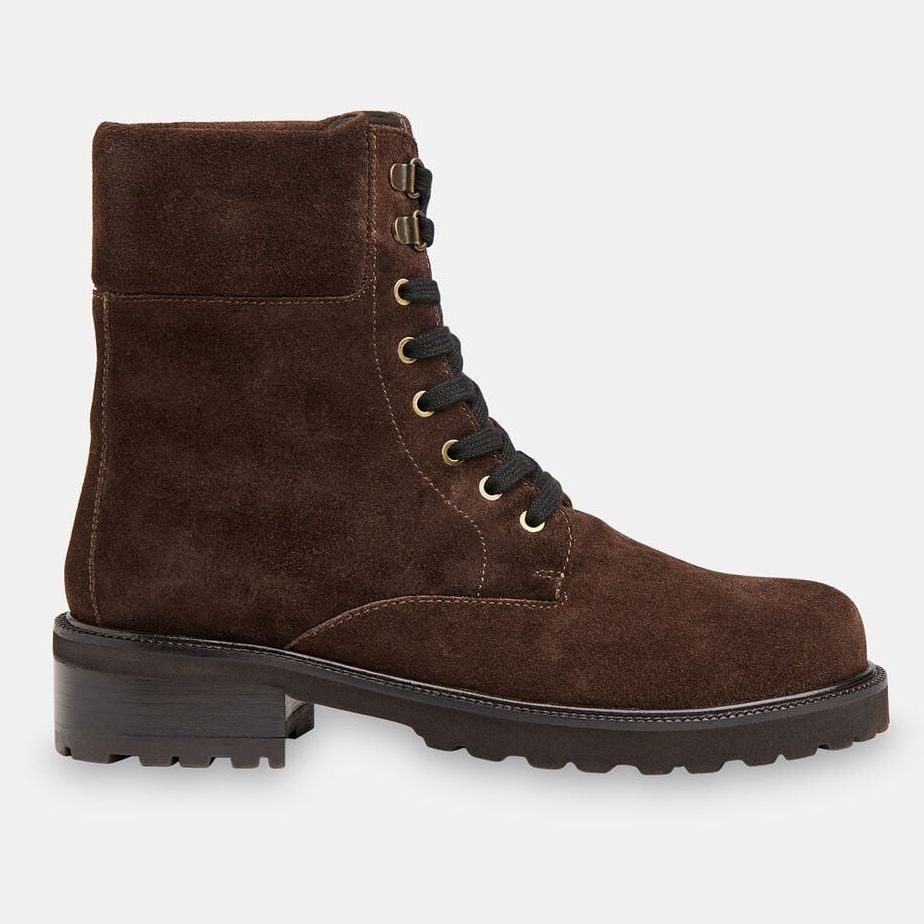 Chocolate Suede Lace Up Boot
