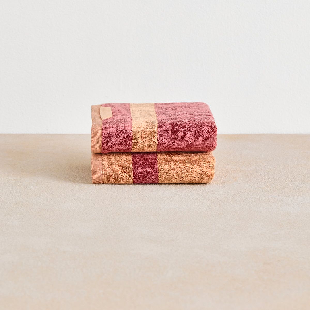 Terracotta &amp;amp; Pink Clay Two-Toned Hand Towels (set of Two)