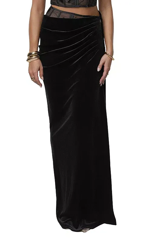 Velvet and Lace Bustier and Maxi Skirt