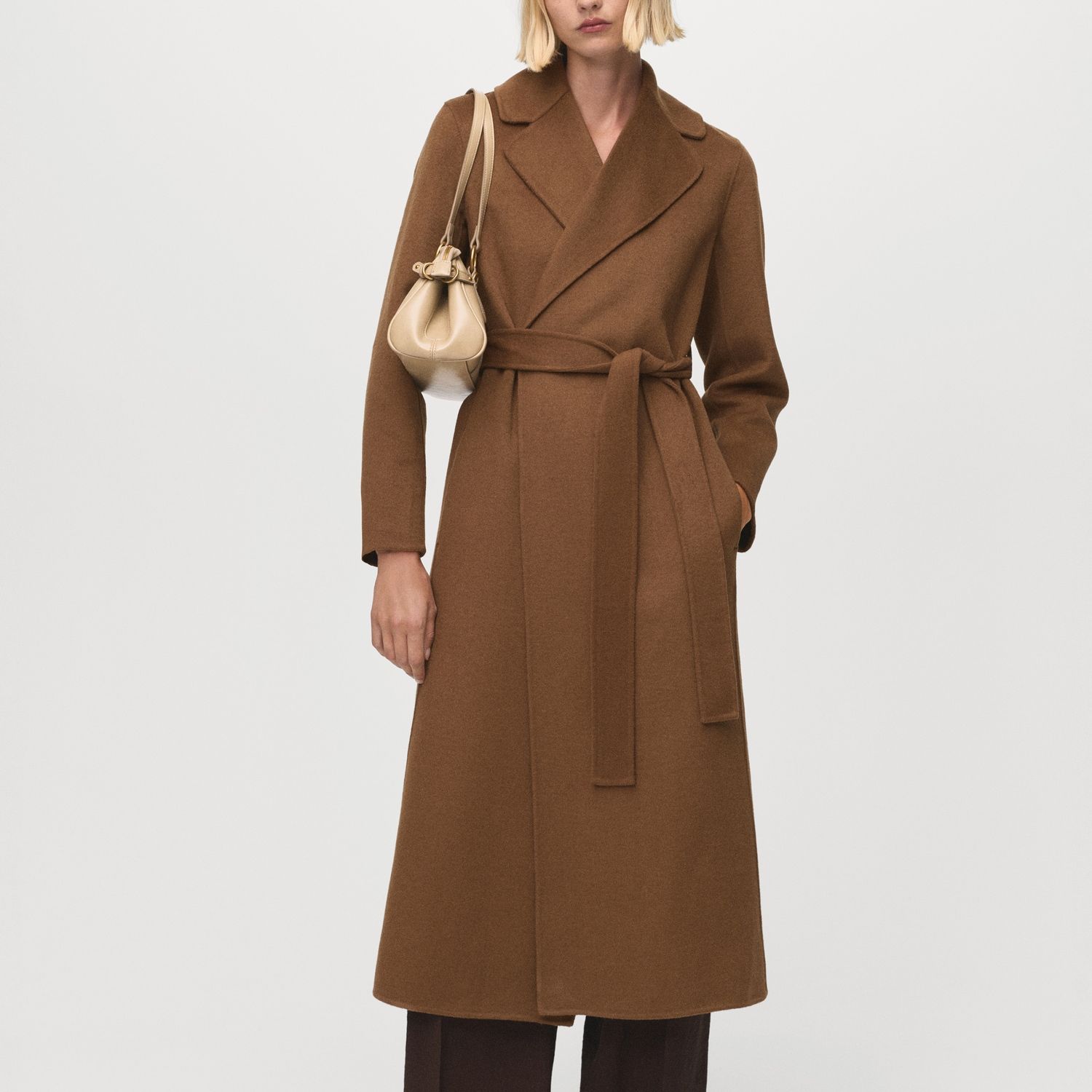 Handmade Wool Coat With Belt - Women | Mango Usa