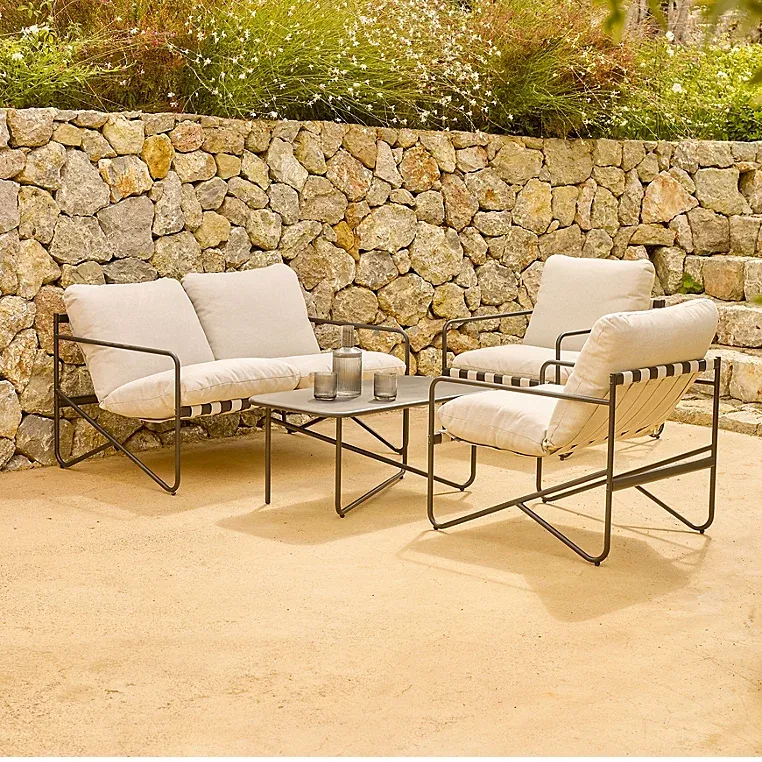 George Home, Tuscany 4 Piece Garden Sofa Set Black