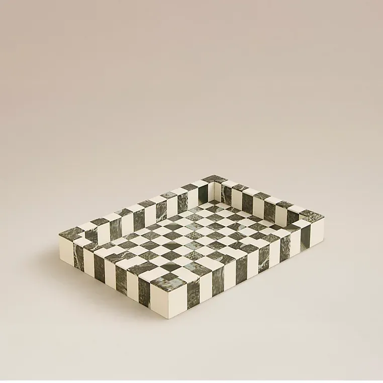 George Home, Green Marble-Effect Checkerboard Tray