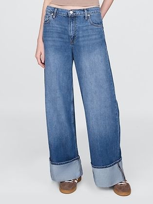 Mid Rise Ultrasoft Cuffed Baggy Jeans