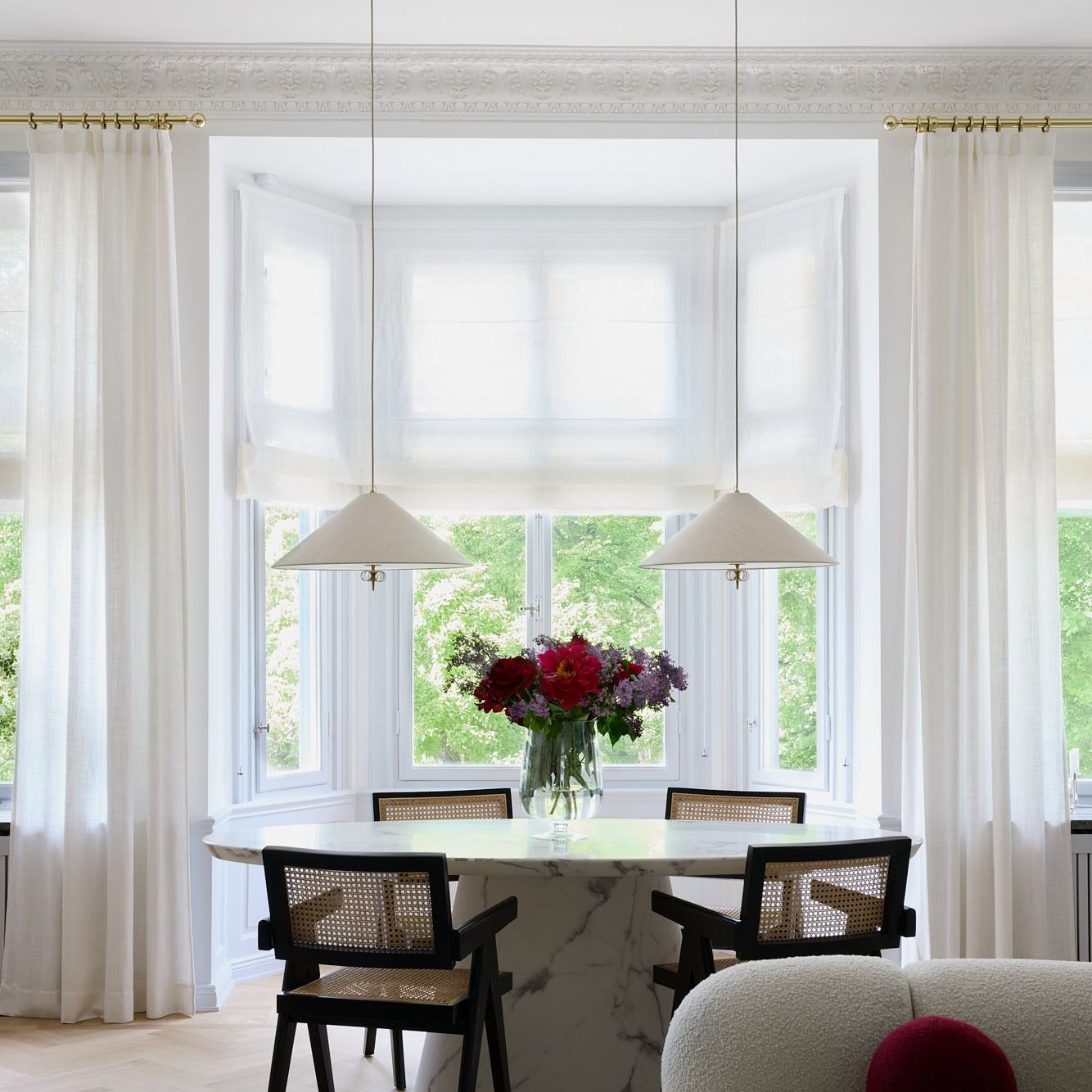 Roman Shade Sheer Linen (white)